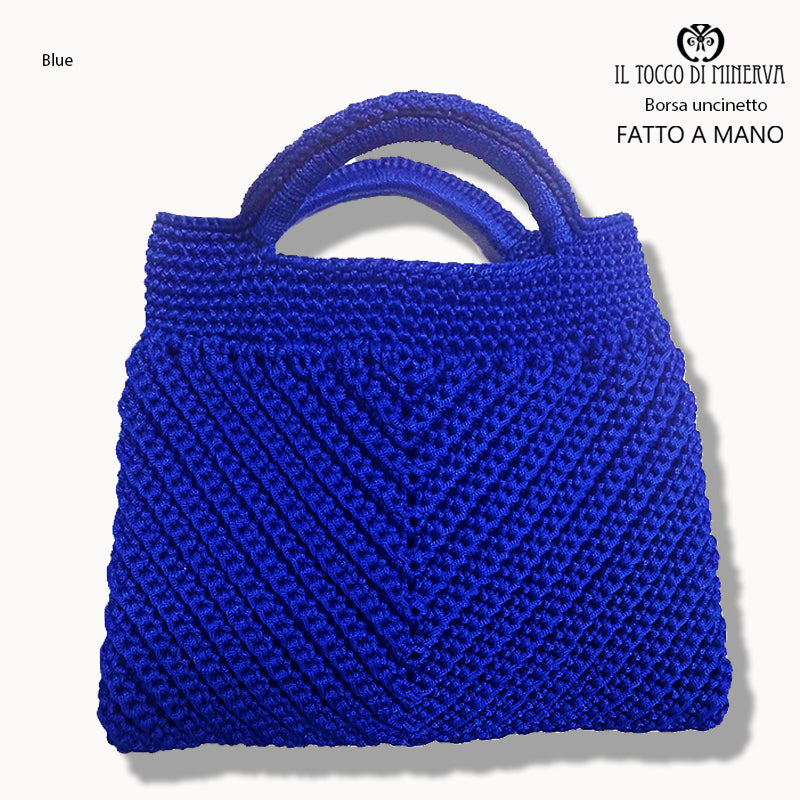 Borsa uncinetto in cordoncino Blue - Fatto a mano