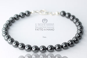 Bracciale Perle Swarovski Chiara Antracite - Realizzato a mano - Il Tocco di Minerva