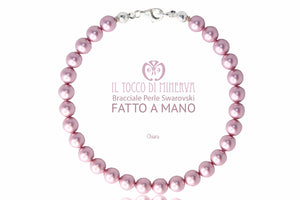 Bracciale Perle Swarovski Chiara Rosa Antico - Realizzato a mano - Il Tocco di Minerva