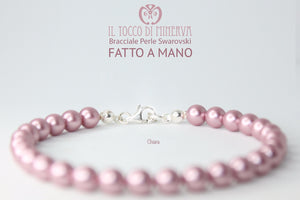 Bracciale Perle Swarovski Chiara Rosa Antico - Realizzato a mano - Il Tocco di Minerva