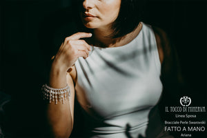 Bracciale Perle Swarovski Ariana Bianco seta Linea Sposa - Realizzato a mano - Il Tocco di Minerva