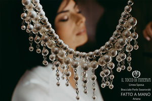 Bracciale Perle Swarovski Ariana Bianco seta Linea Sposa - Realizzato a mano - Il Tocco di Minerva