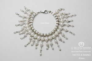 Bracciale Perle Swarovski Ariana Bianco seta Linea Sposa - Realizzato a mano - Il Tocco di Minerva