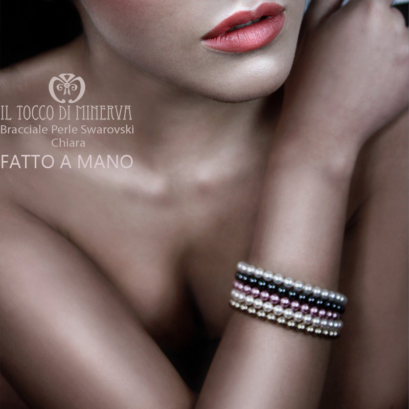 Bracciale Perle Swarovski Chiara Antracite - Realizzato a mano - Il Tocco di Minerva