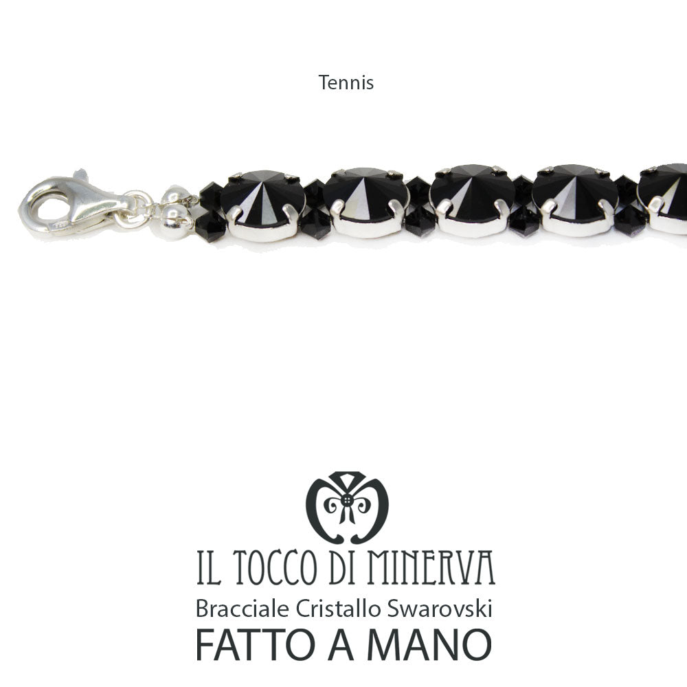 Bracciale Tennis Swarovski Nero dieci mm Realizzato a mano - Il Tocco di Minerva