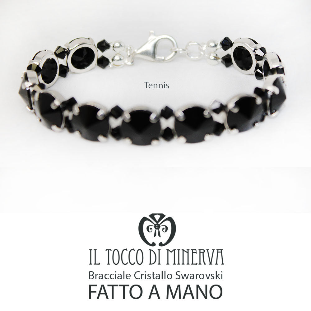 Bracciale Tennis Swarovski Nero dieci mm Realizzato a mano - Il Tocco di Minerva