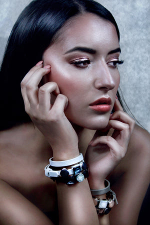 Bracciale unisex in pelle verde tiffany con charms componibile Bergamo Realizzato a mano Handmade - Il Tocco di Minerva