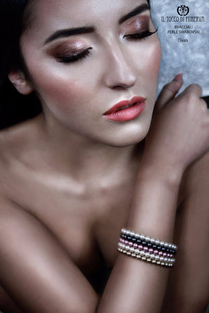 Bracciale Perle Swarovski Chiara Rosa Antico - Realizzato a mano - Il Tocco di Minerva
