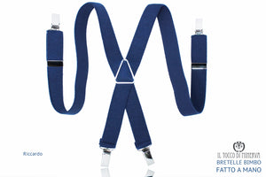 Bretelle Bimbo Riccardo blu - realizzato a mano - HandMade - Il Tocco di Minerva