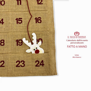 Calendario dell'Avvento Personalizzato Linea alce bianco - Fatto a Mano - Il Tocco di Minerva