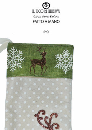 Calza della Befana Elfo Realizzata a Mano - Handmade - Il Tocco di Minerva