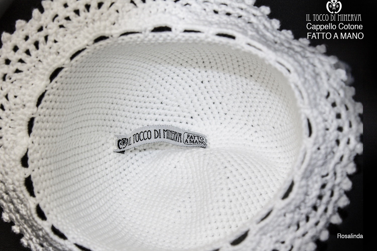 Cappello Bimba Cotone bianco Rosalinda Realizzato a Mano - Il Tocco di Minerva