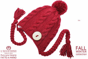 Cappello bordeaux in pura lana Iris - Realizzato a mano - Il Tocco di Minerva