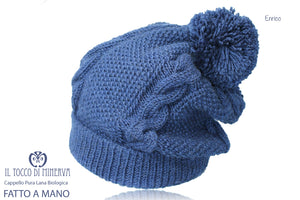 Cappello Uomo Enrico Blu Pura lana - Realizzato a mano - Il Tocco di Minerva