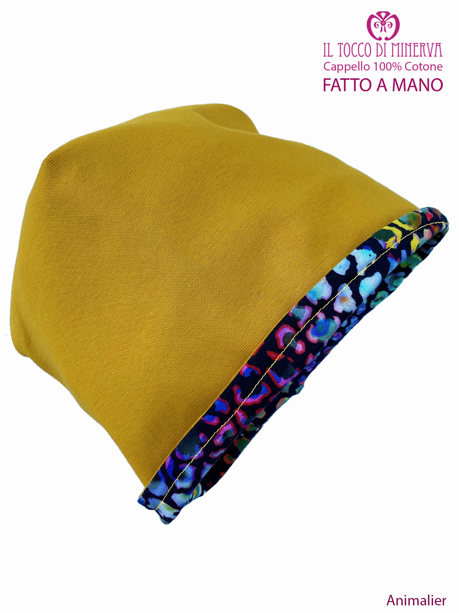 Cappello reversibile bambina100% cotone Animalier - Fatto a Mano - Il Tocco di Minerva
