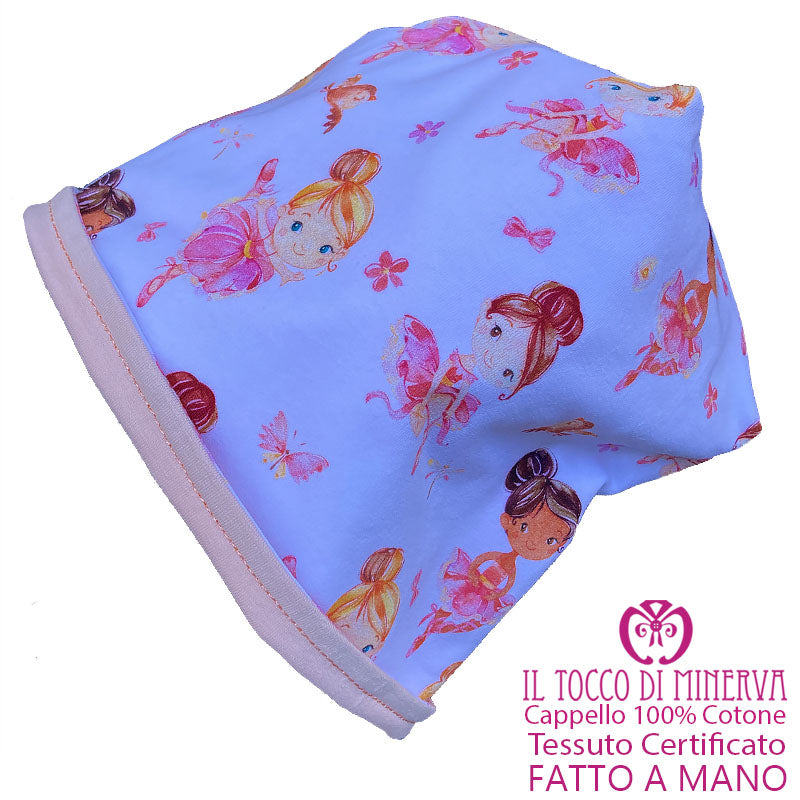 Cappello reversibile bambina100% cotone Ballerina - Fatto a Mano - Il Tocco di Minerva