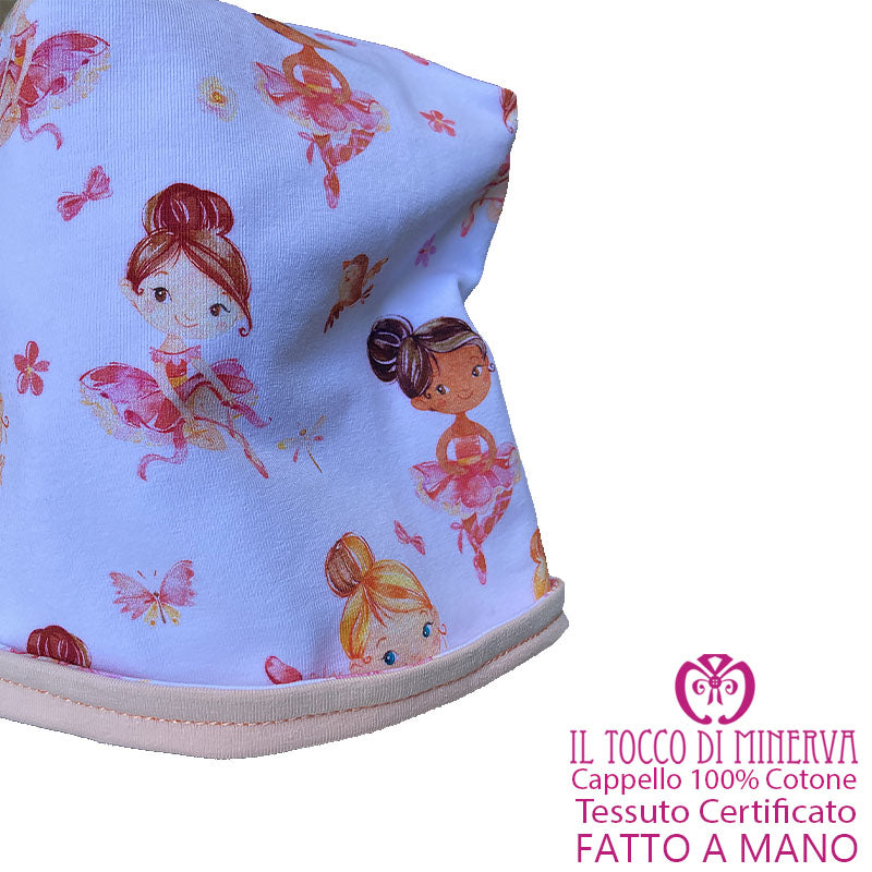 Cappello reversibile bambina100% cotone Ballerina - Fatto a Mano - Il Tocco di Minerva
