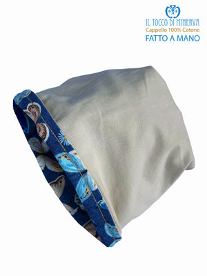 Cappello reversibile bambina in cotone farfalle - Fatto a Mano - Il Tocco di Minerva