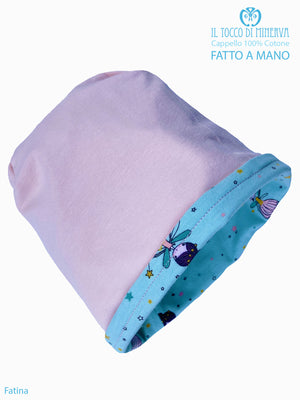 Cappello reversibile bambina 100% cotone fatina - Fatto a Mano - Il Tocco di Minerva