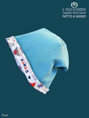 Cappello reversibile bambino100% cotone Pirati - Fatto a Mano - Il Tocco di Minerva