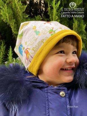 Cappello reversibile unisex 100% cotone Peter Pan beige - Fatto a Mano - Il Tocco di Minerva