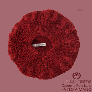 Cappello basco donna bordeaux in lana e mohair Belen - Fatto a Mano - Il Tocco di Minerva