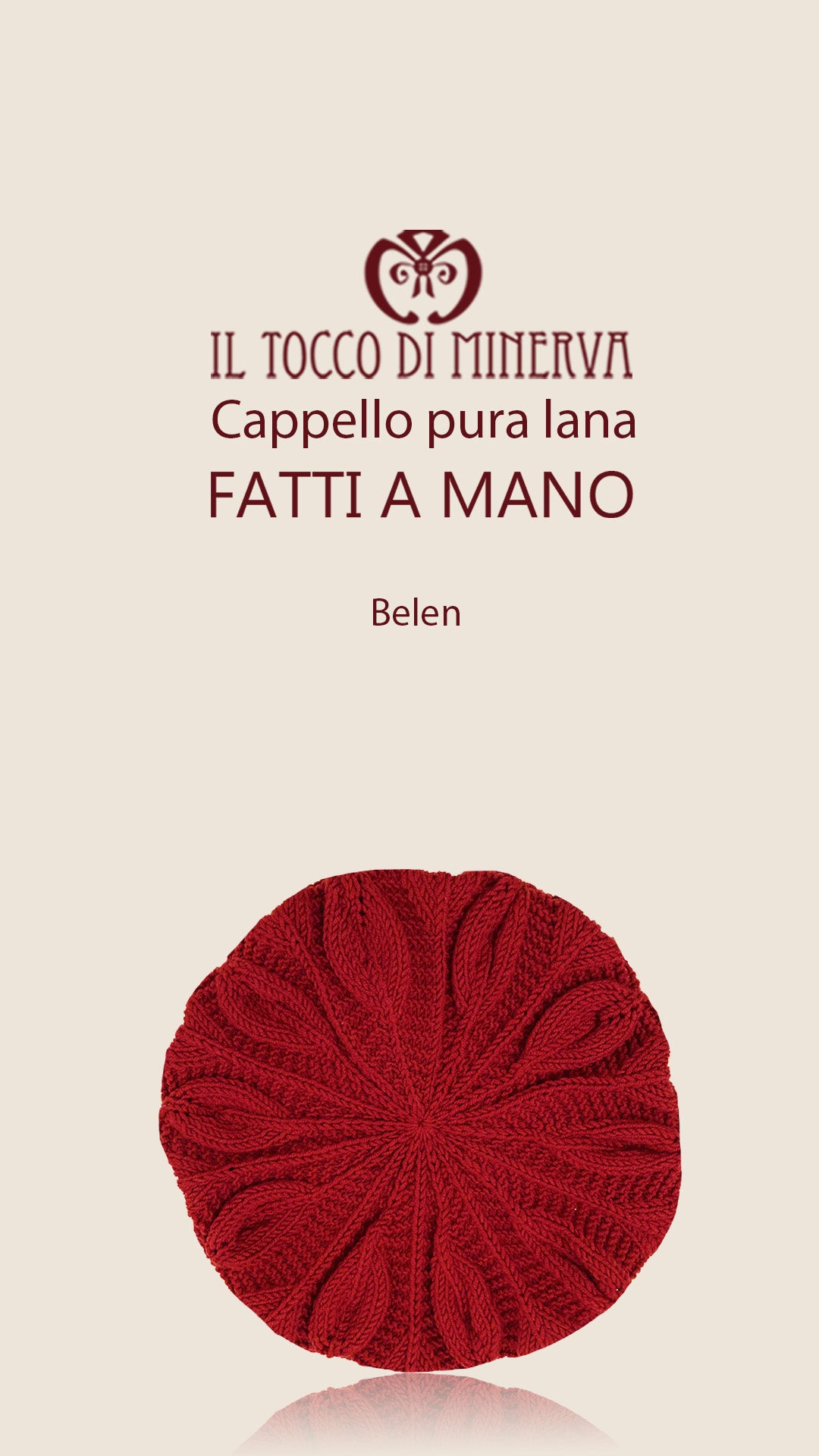 Cappello donna rosso in lana e mohair Belen - Realizzato a mano - Il Tocco di Minerva