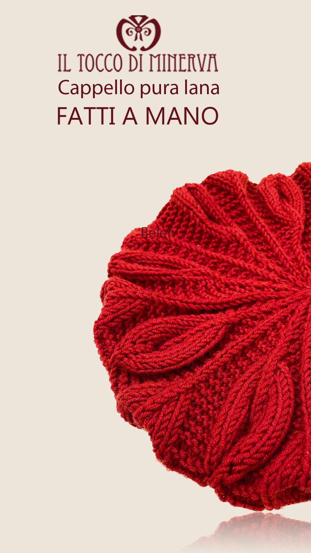 Cappello donna rosso in lana e mohair Belen - Realizzato a mano - Il Tocco di Minerva