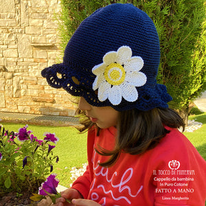Cappello Bimba Cotone Linea Margherita - Fatto a Mano - Il Tocco di Minerva