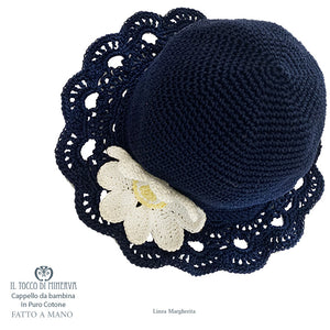 Cappello Bimba Cotone Linea Margherita - Fatto a Mano - Il Tocco di Minerva