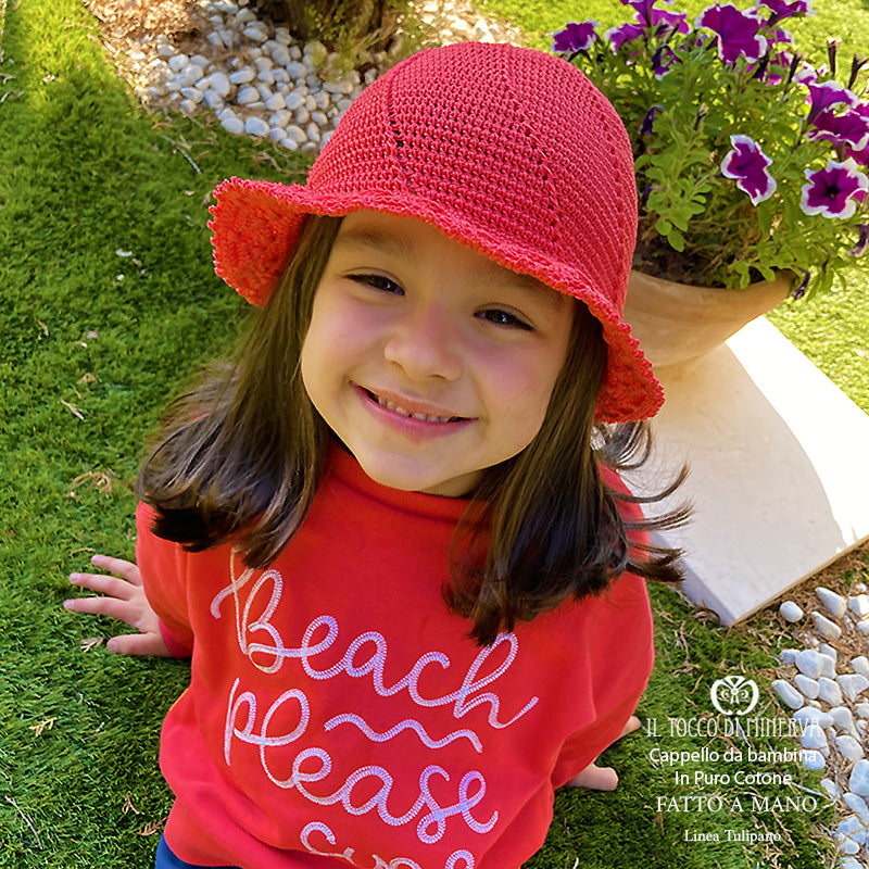 Cappello Bimba Cotone Linea Tulipano - Fatto a Mano - Il Tocco di Minerva