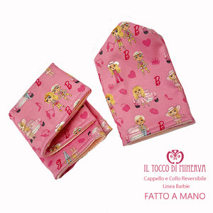 Cappello e collo reversibile bambina Linea Barbie - Fatto a Mano - Il Tocco di Minerva