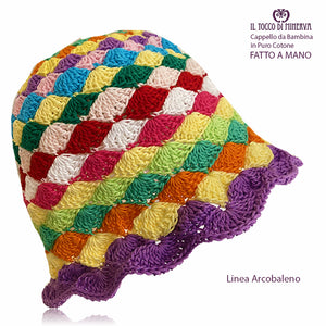 Cappello Bimba Cotone Linea Arcobaleno - Fatto a Mano - Il Tocco di Minerva