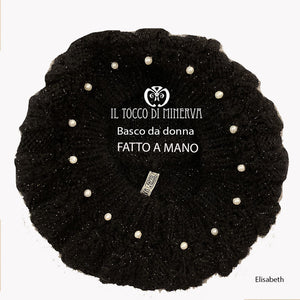 Basco in lana nero Elisabeth - Fatto a mano - Il Tocco di Minerva