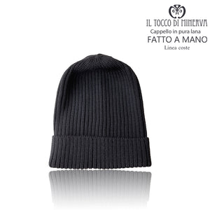 Cappello pura lana uomo/donna Linea coste - Fatto a mano - Il Tocco di Minerva