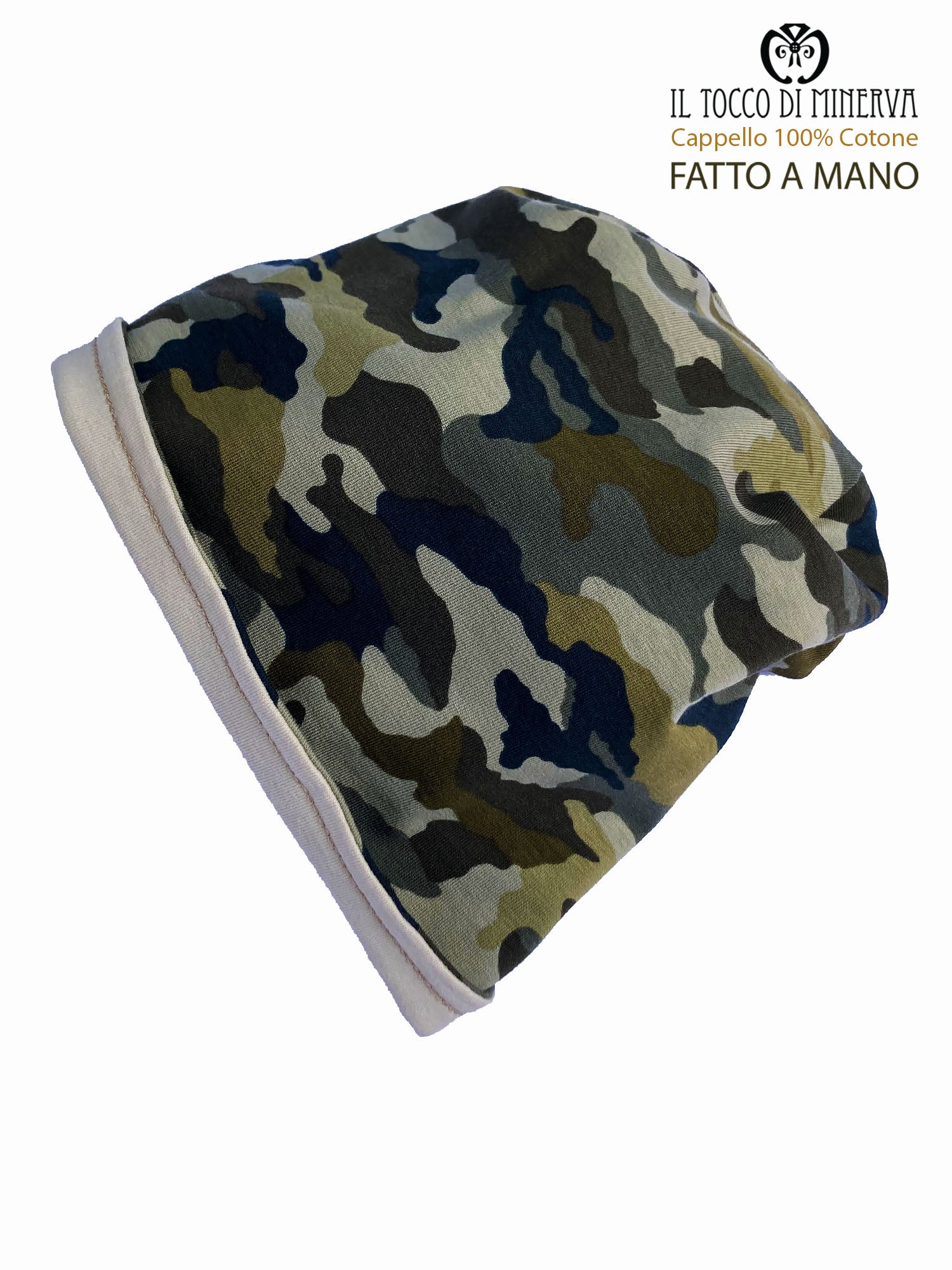 Cappello reversibile unisex 100% cotone mimetica - Fatto a Mano - Il Tocco di Minerva