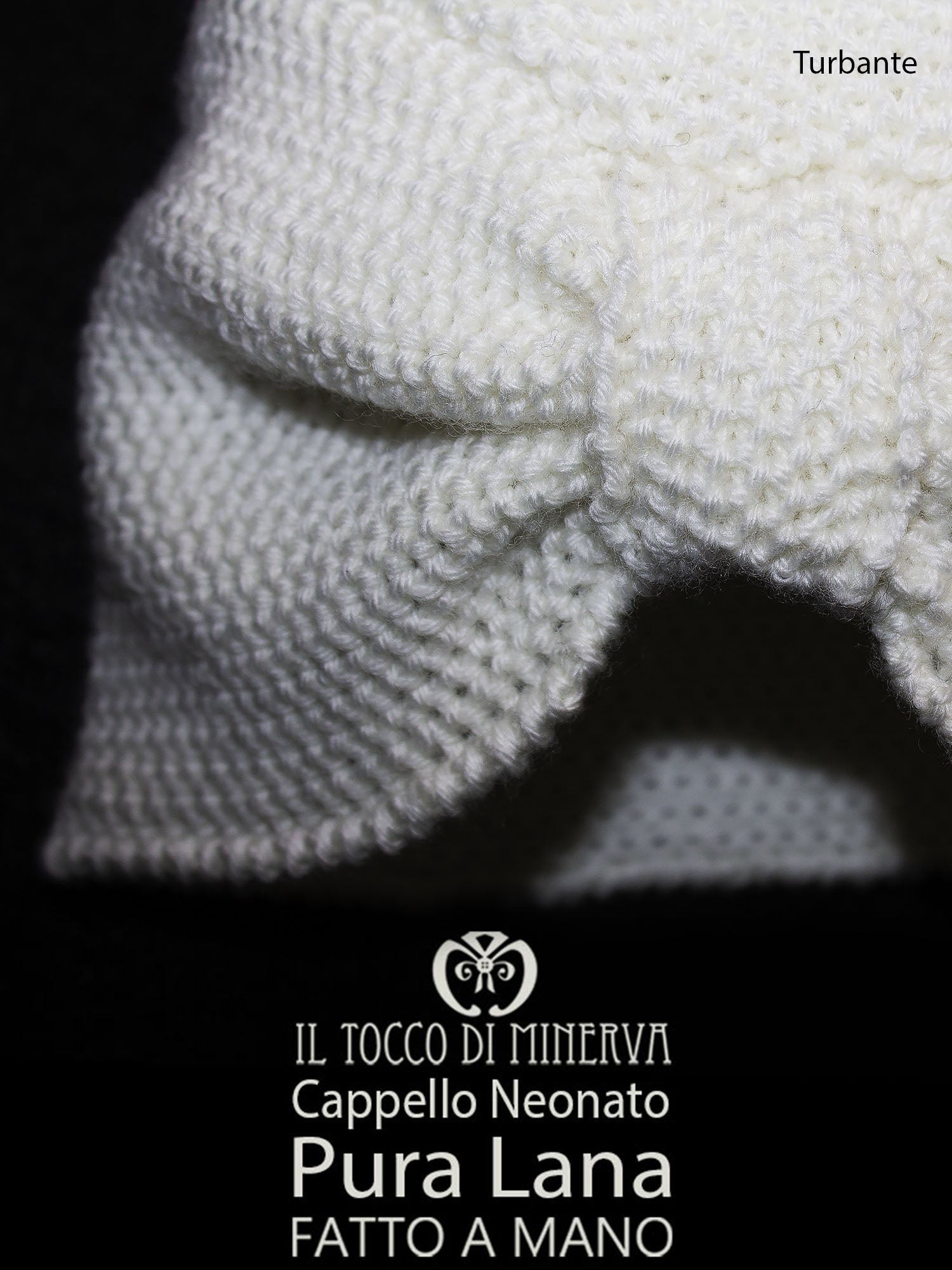 Cappello bimba pura lana bianco Turbante - Realizzato a Mano - Il Tocco di Minerva
