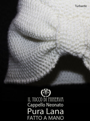Cappello bimba pura lana bianco Turbante - Realizzato a Mano - Il Tocco di Minerva