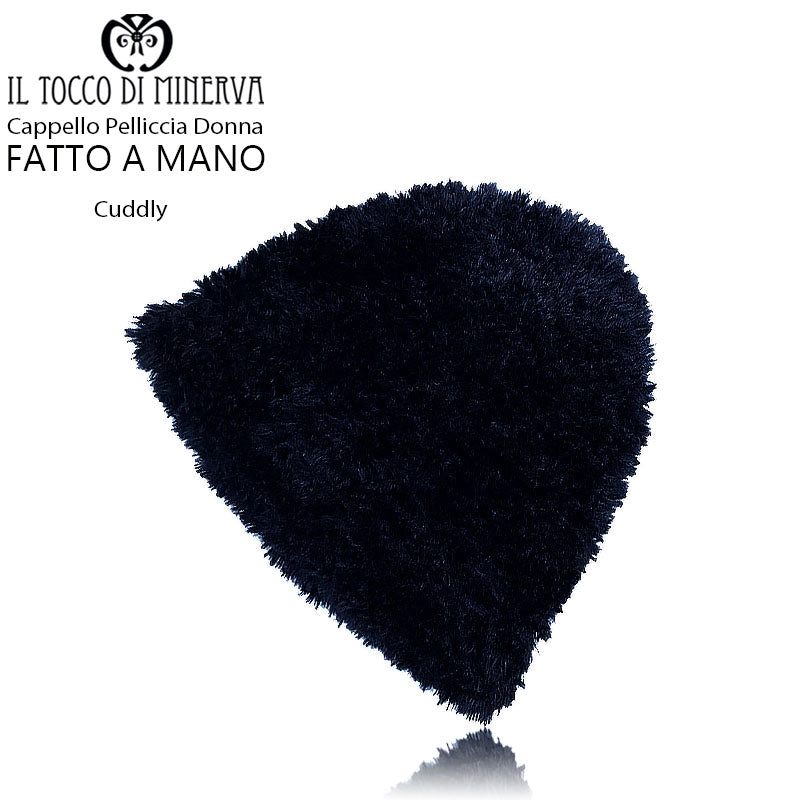 Cappello pelliccia donna Cuddly nero - Fatto a mano - Il Tocco di Minerva