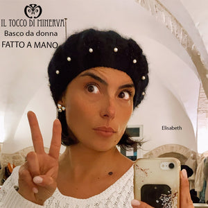 Basco in lana nero Elisabeth - Fatto a mano - Il Tocco di Minerva