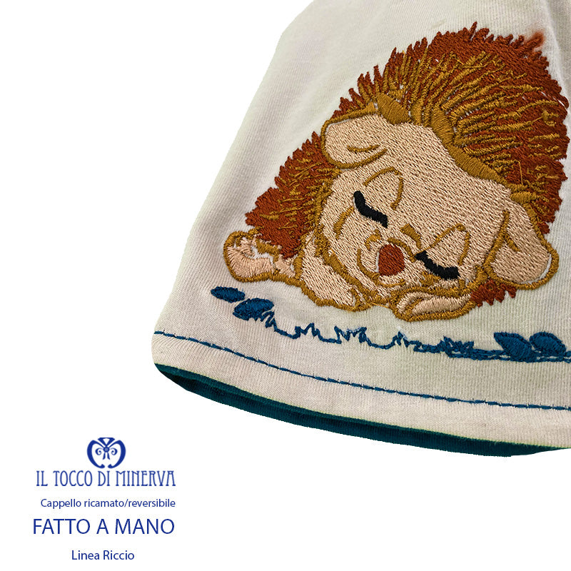 Cappello reversibile ricamato da bambino linea riccio - Fatto a Mano - Il Tocco di Minerva