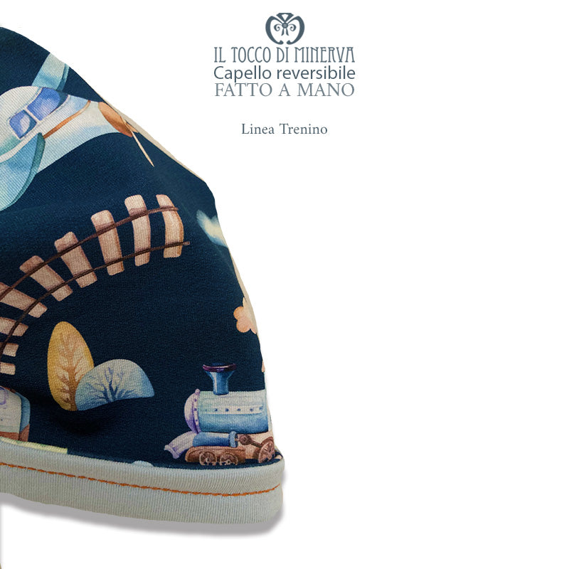 Cappello reversibile in cotone Linea Trenino - Fatto a Mano - Il Tocco di Minerva