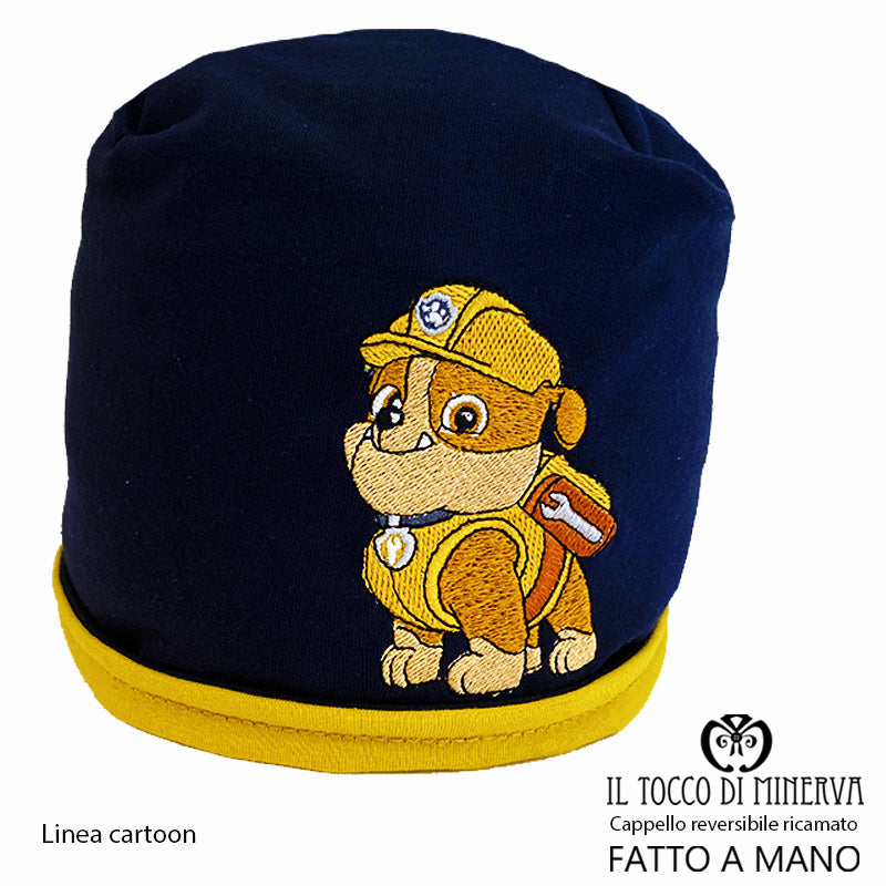Cappello reversibile ricamato da bambino linea catoon - Fatto a Mano - Il Tocco di Minerva