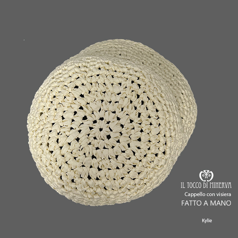Cappello con visiera in raffia Kylie burro - fatto a mano