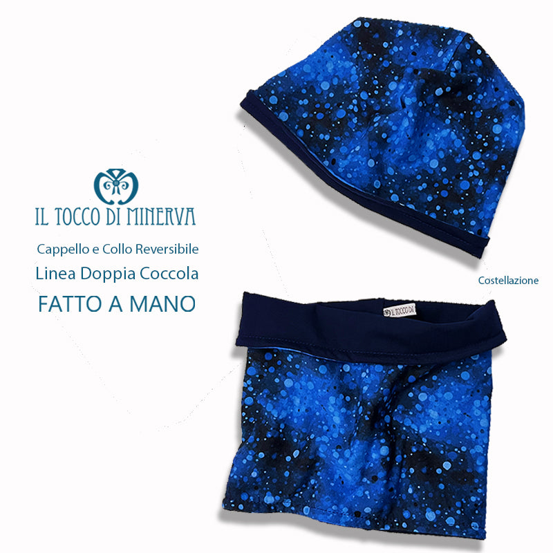 Cappello e collo reversibile costellazioni -Fatto a Mano