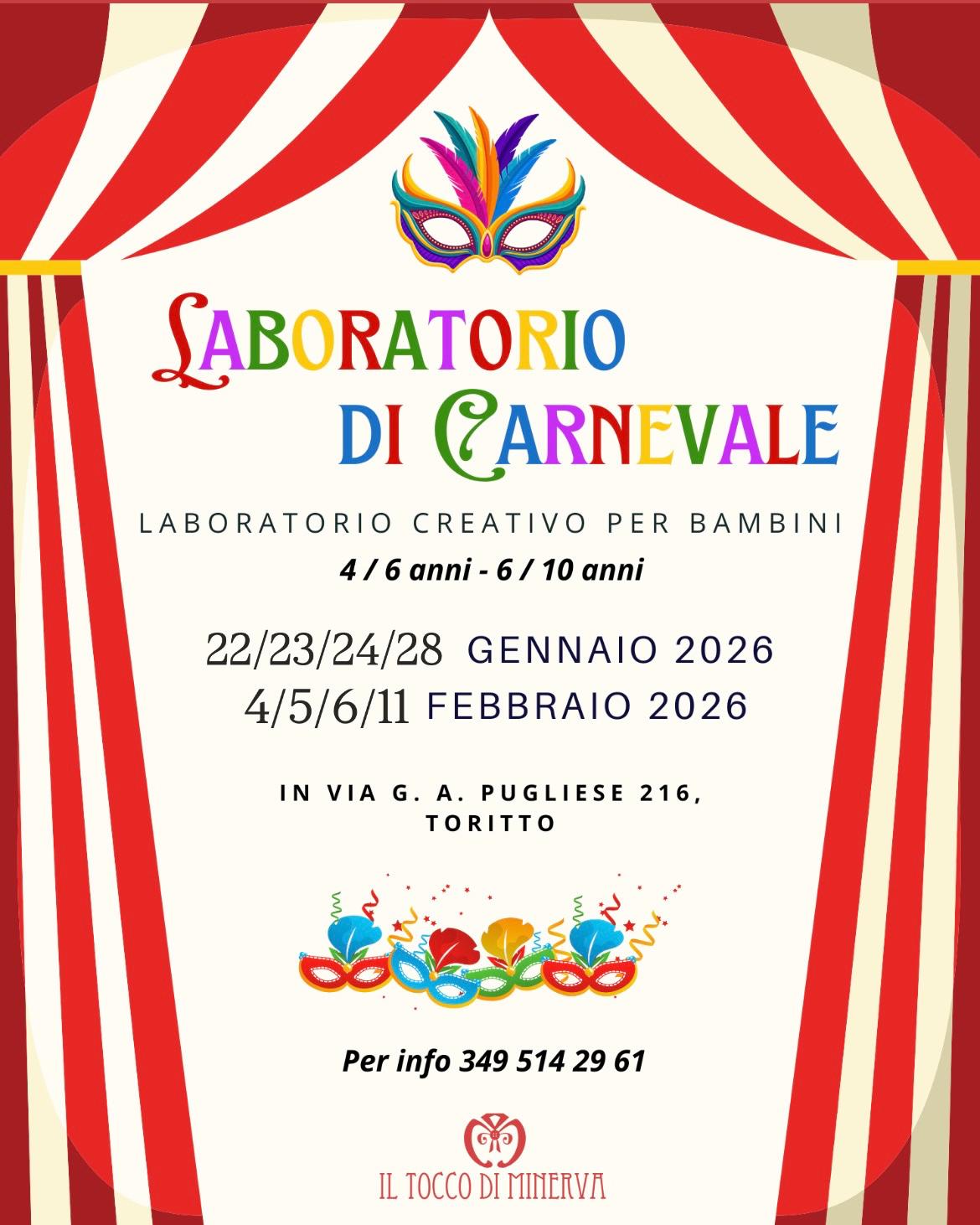 Laboratorio creativo di carnevale per bambini