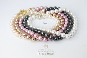 Bracciale Perle Swarovski Chiara Antracite - Realizzato a mano - Il Tocco di Minerva