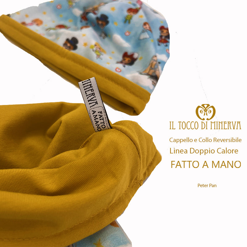 Cappello e collo reversibile felpato Peter Pan - Fatto a Mano