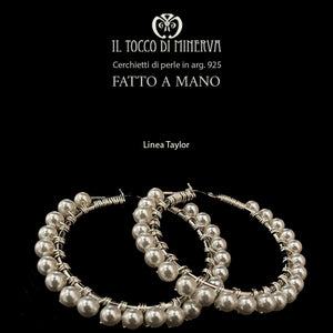 Orecchini Cerchietti in argento 925 di perle swarovski - fatto a mano - Il Tocco di Minerva