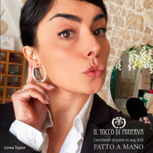 Orecchini Cerchietti in argento 925 di perle swarovski - fatto a mano - Il Tocco di Minerva